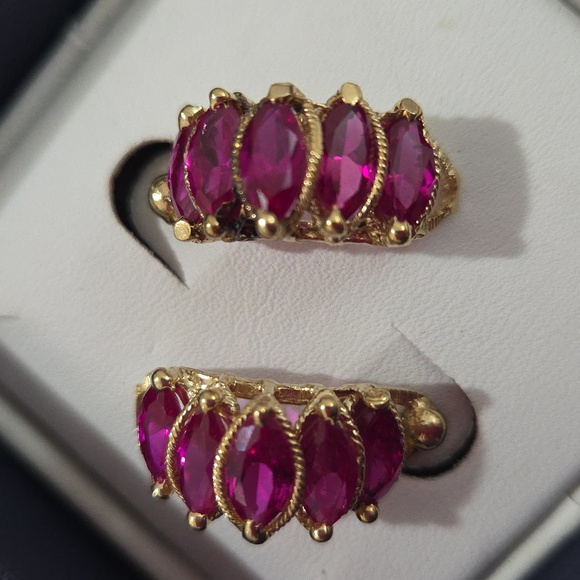 Solid 14k Solid Gold & Ruby Earrings - Picture 1 of 7